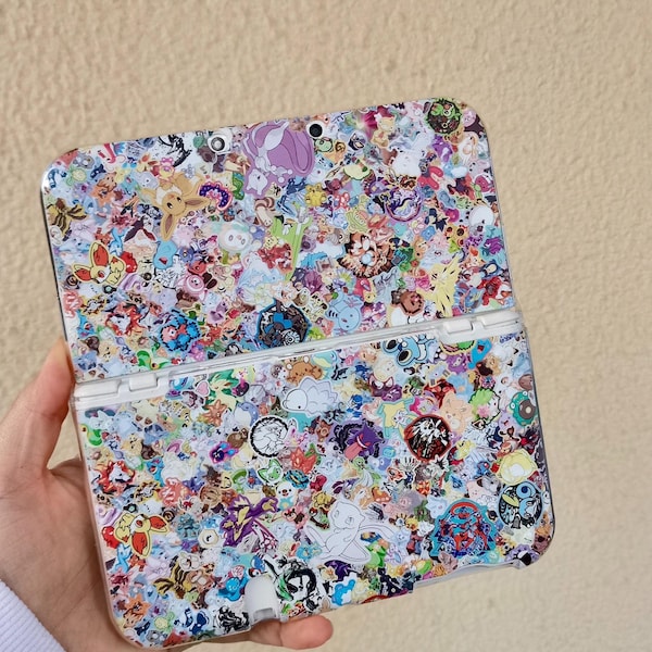 Pokemon Collage 3DS-beschermhoes, Nintendo 3DS-anime shellcover, kawaii monster sticker stijl consolehoes, gamercadeau