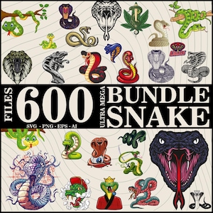 600 Files Snake Bundle | Cobra Viper Illustrations | Snake Png Files | Snake Svg | Digital Snake Illustration | Snake Svg | Cartoon Snake