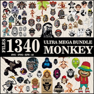 1340 Files Monkey Svg | Monkey Clipart | Cute Monkey PNG | Safari Animal Clipart | Wolf Clipart | Cute Monkey Vector | Monkey Wolf Svg