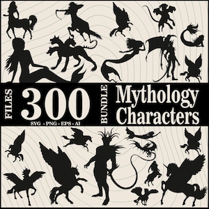 300 Files Mythology Characters Bundle | Greek Mythology Svg  | Greek Mythology Silhouettes PNG | Fantasy Creatures Vector | Medusa Clipart
