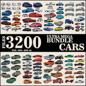 Amazing 3200 Files Colourful Car Bundle | Sports Car Svg | Digital Car Illustrations | Sports Car Png | Classic Car Svg | Modern Car Png