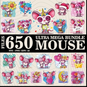 650 Files Mouse Mega Bundle | Baby Mouse Svg | Cute Mouse Vector | Mouse clipart | Mouse Silhouette |  Mouse Head Svg l Mouse Svg for Cricut