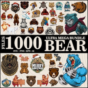 1000 Files Bear Bundle | Mama Bear Svg | Baby Bear Svg | Black Bear Svg | Family Bear Svg | Bear Silhouette | Walking Bear Svg | Bear Png