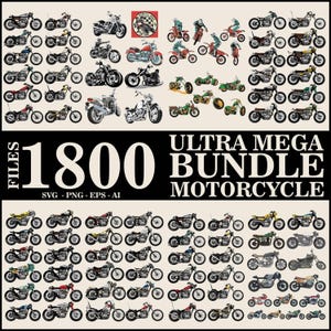 Amazing 1800 Files Motorcycle Mega Bundle | Chopper Vector Clipart  | Motorcycle Design Svg | Motorcycle Silhouette | Vintage Motorcycle Png