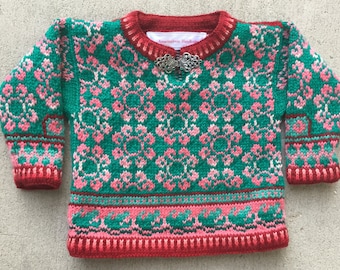 Knitting Pattern: Round Flowers Sweater One Year