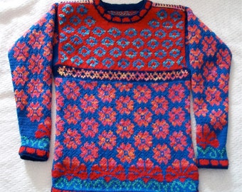 Knitting Pattern: Flowers Size Nine Years