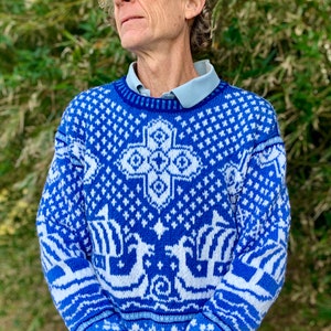 Knitting Pattern: Viking Ship Sweater Adults