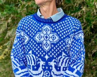 Knitting Pattern: Viking Ship Sweater Adults