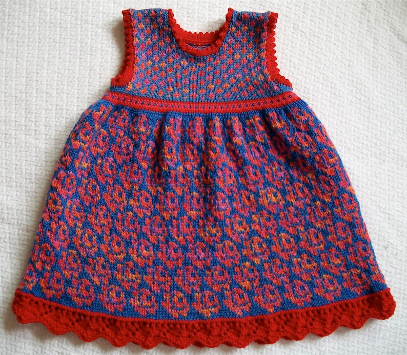 Knitting Pattern: Roses Dress Size Two Years image 1