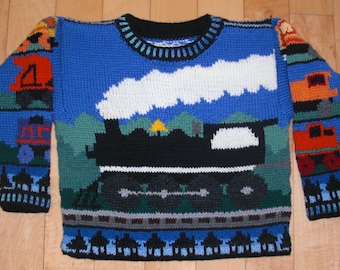 Knitting Pattern: Trains Size Three Years