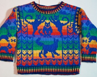 Knitting Pattern: Rainbow Animals Size Three Years