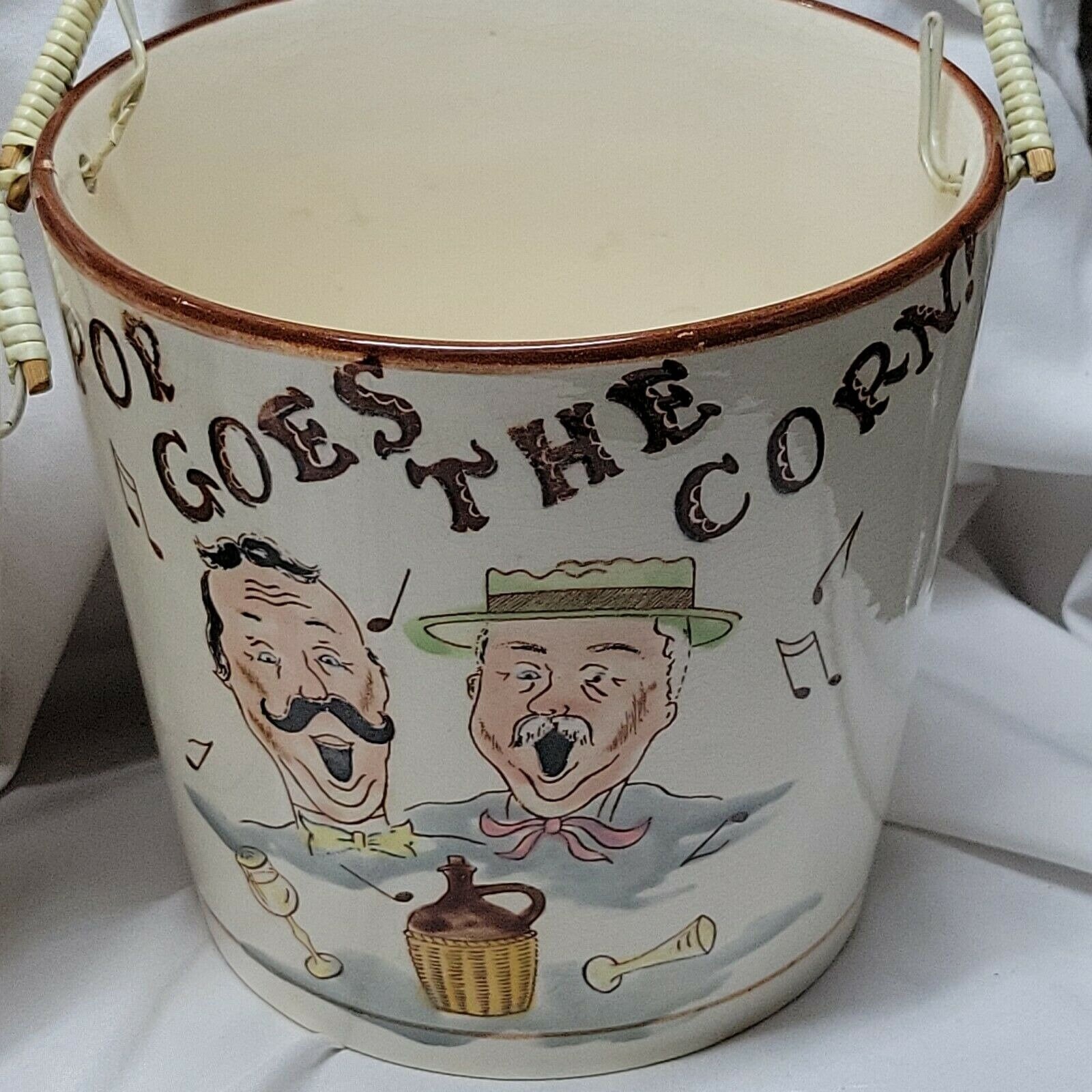 Vtg Tilso Ceramic 3 Pc Buckets Popcorn Nuts Chips Japan Can