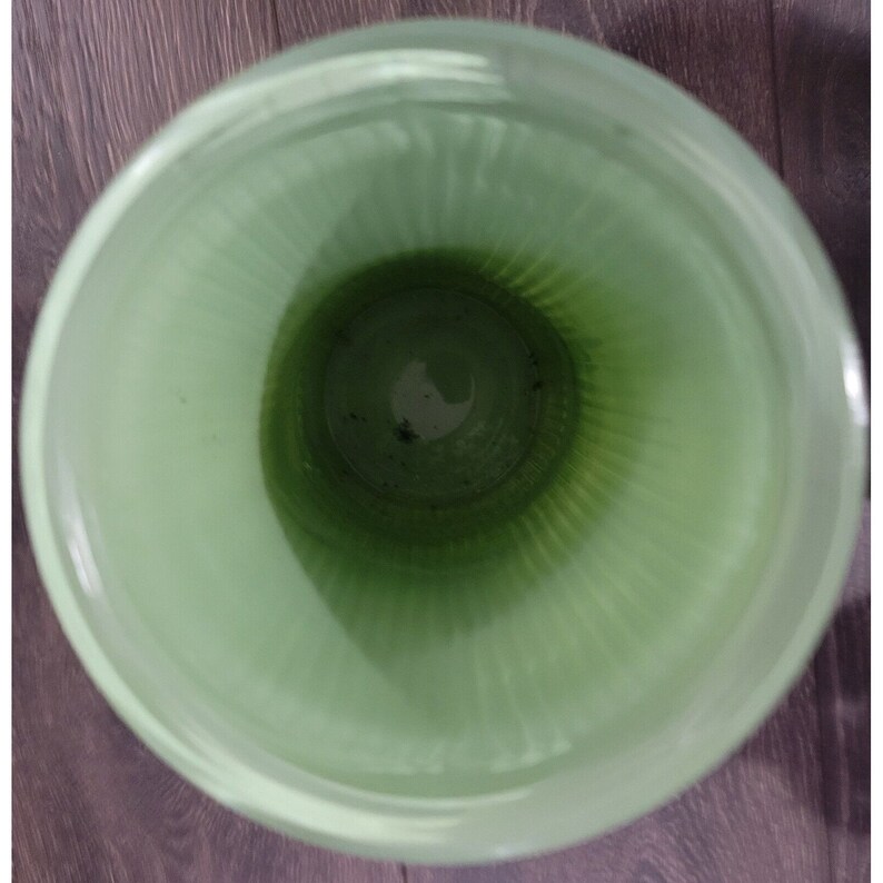 Hoosier Glass 4089B Heavy Glass Vase Ribbed 9.75in Tall 5in Mouth Sage