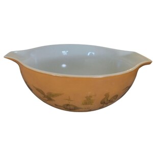 Vtg Pyrex 444 4 Qt Mixing Bowl With Bronze Gold Early American Cinderella Bowl