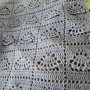 Unique HandCrocheted Purple Lavender Stripe 3D Fan Design Afghan Blanket 44x57in