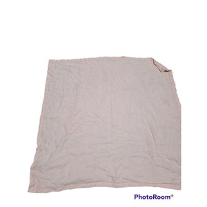 Linen Tablecloth  Table Topper Card Table Cover Pink Edging 36 inch Square Vtg