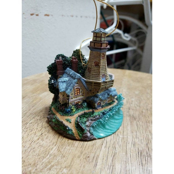 2001 Thomas Kinkade Four of Set Nine Illuminated Ornament Collection Lighthouse