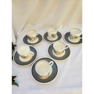 Susie Cooper  Signed &quot;GLEN MIST&quot; C1035 (Bone China)  England set  6 Espresso Set