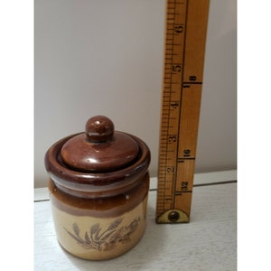 Small Brown Round Ceramic Dish with Lid Taiwan Pre-Owned