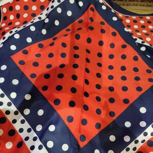Cinzia Fiori for Tie Rack Italian Scarf  29 in Square Polka Dots Red White Blue