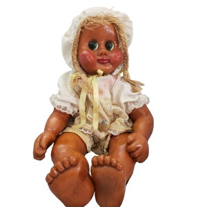 Naber 1985 Wood Doll &#39;Molli&#39; 17 Inch Blonde Braids Bonnet and Clothing Vintage