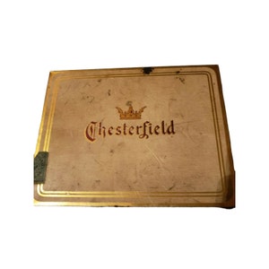 Vintage Chesterfield Cigarette Tin 5.5&quot;x4.5&quot; Rare Stamp (partial)