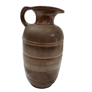 Vintage Frankoma Pottery Ringed Honey / Syrup Jug Pitcher #831 Brown Sand 6.5&quot;