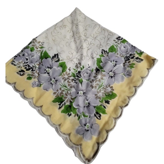 Handkerchief Scallop Hem Yellow White Lavender Gr… - image 1
