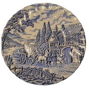 Vtg Myott Royal Mail Fine Staffordshire Ware Plate 8&quot; Blue White  England 1982