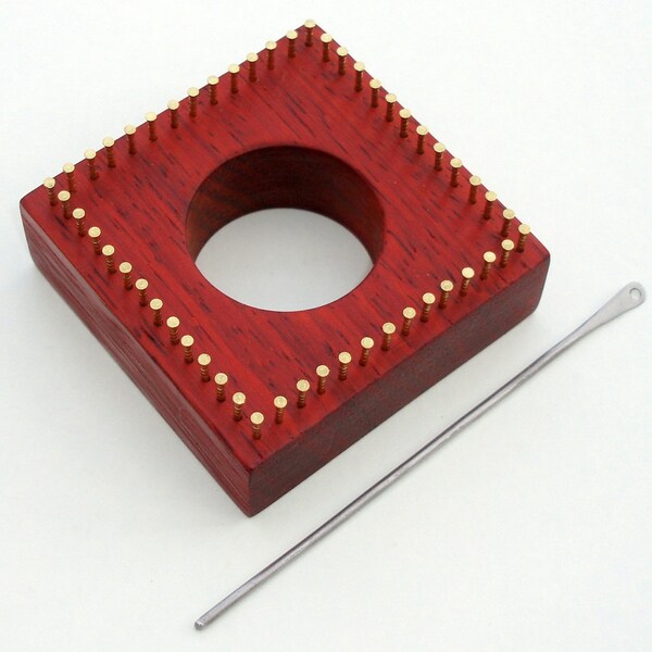 Micro loom - 7.5cm African padauk with recycled steel needle