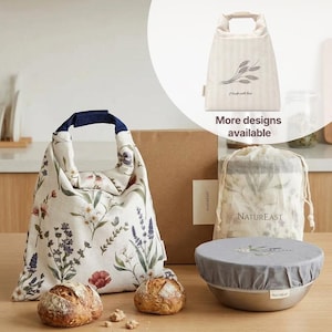 Zippered Beeswax Bread Bag | Linen-Cotton Blend | Reusable X Large Sourdough Storage (12x17'')  | Bread Baker Gift | Thanksgiving Christmas