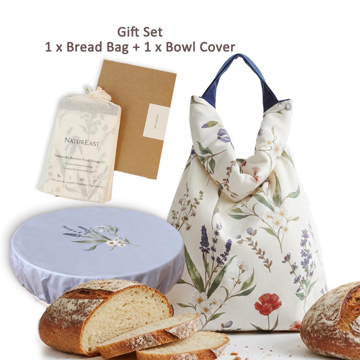 Linen Cotton Beeswax Bread Bag for Sourdough, Beeswax 10-inch Bowl Cover Set, Single Bag (Minimal Packaging) and Gift Set Option Available