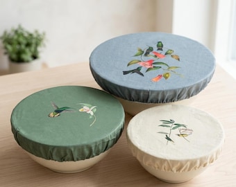 Beeswax Reusable Bowl Covers for Bread Proofing, 8/10/12 Inch, Shower Caps for Sourdough, Food Storage, Elastic Cover for Containers (3pcs)