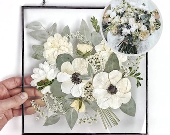 Pressed Wedding Flower Bouquet Replica – Personalized Anniversary Giftbox