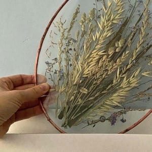 Pressed Forget Me Not Flower Art - Copper Oval Floating Frame; Just because Floral gift