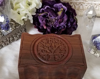 Tree of Life Altar Box,  Altar Box, Altar Box, Carved Wooden Box, Tarot Card Box