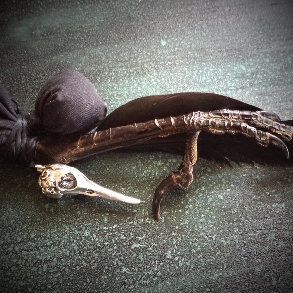 Crow Foot, Morrigan, Morrighan Altar Piece, Crow Feather, Dark Goddess, Fetish Crow
