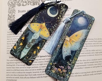 Moth Book Mark, Metal Bookmark With Tassel, Moon Magic, bookmark, Stocking Stuffer