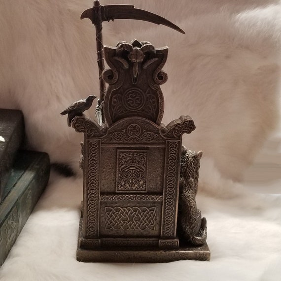 Hel Norse Goddess Of The Underworld Sitting On Throne Statue | Trukado - View #10