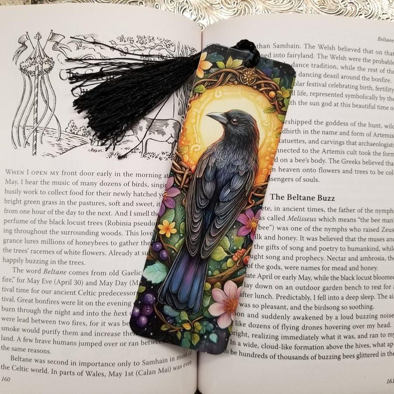 Raven Bookmark, Crow Metal Bookmark With Tassel, Moon Magic, Stocking ...