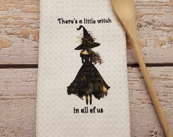 Witch Kitchen Towel, Waffle Towel, Dish Towel,  Witch Kitchen Towel