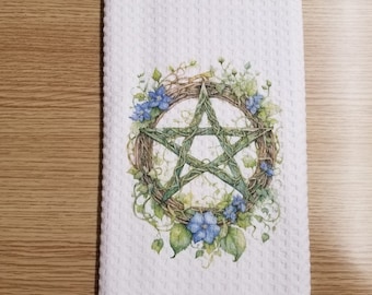 Pentacle Kitchen Towel, Towel, Waffle Towel, Dish Towel