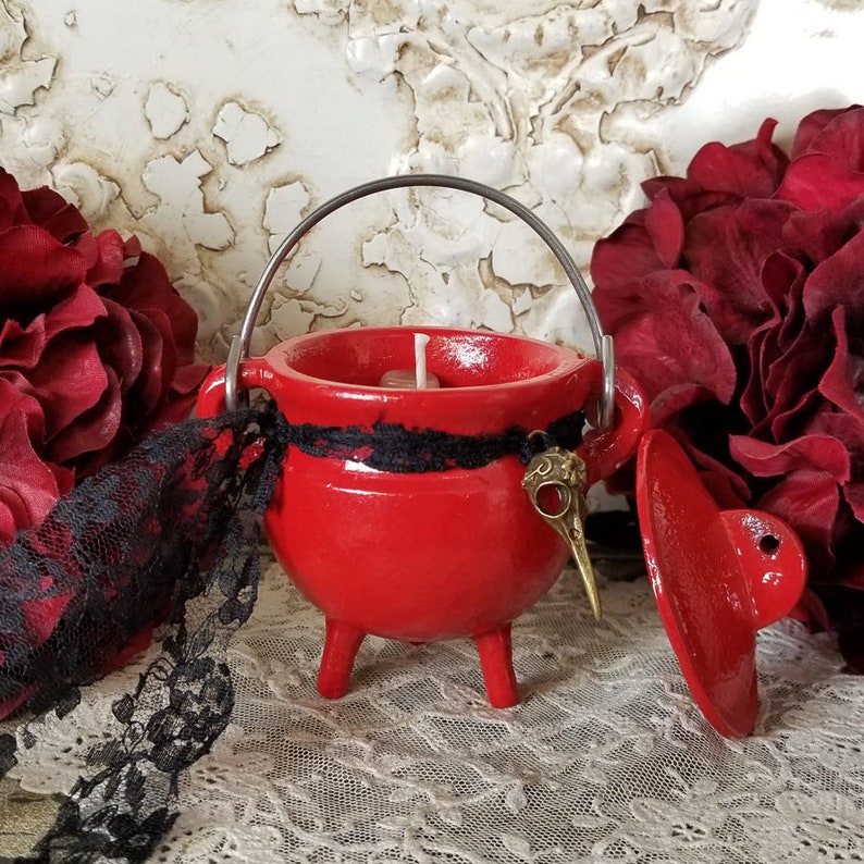 Red Cauldron Candle Goddess Morrigan Candle Etsy