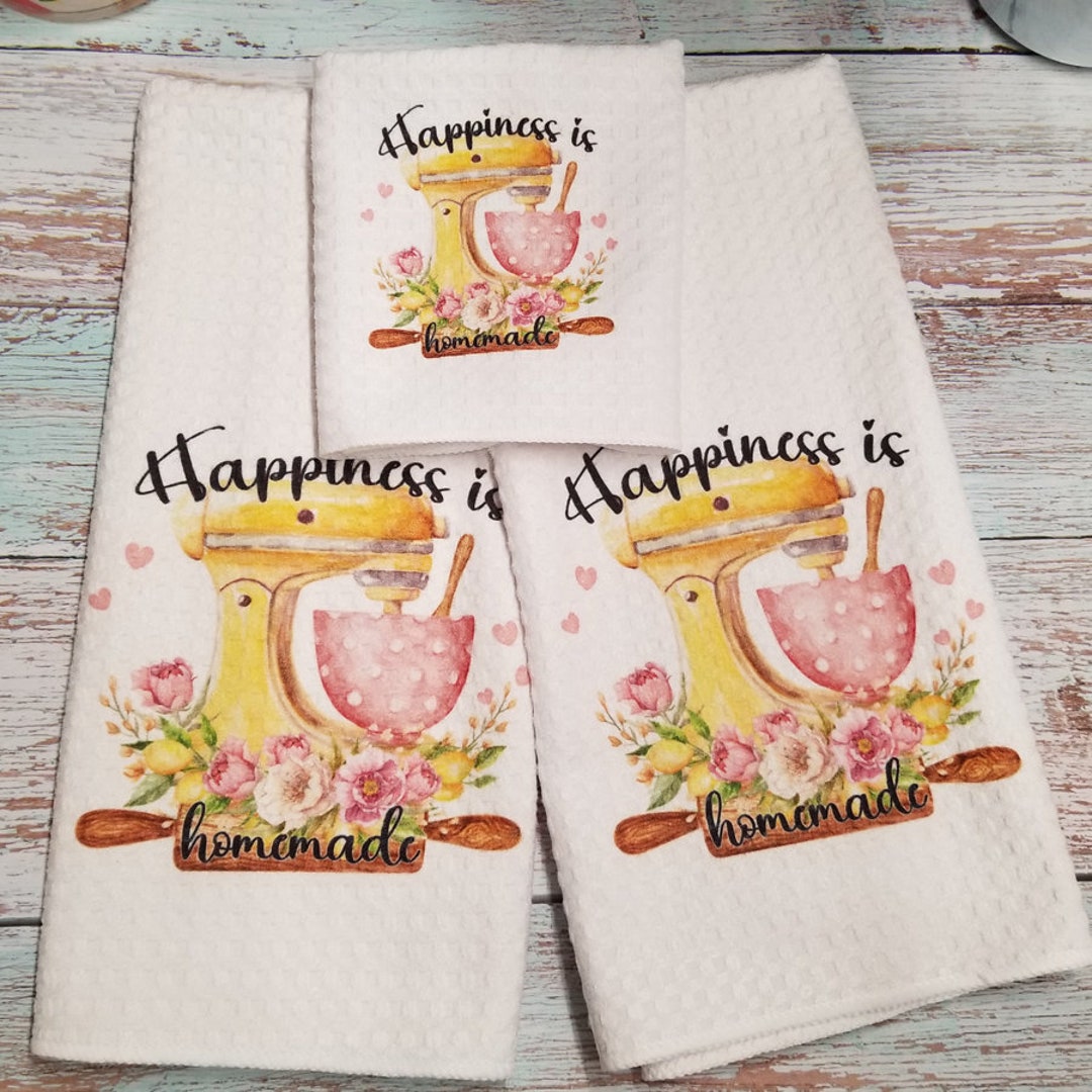 Yellow Stand Mixer Kitchen Towel, Stand Mixer Towel, Waffle Towel, Dish Towel, House Warming