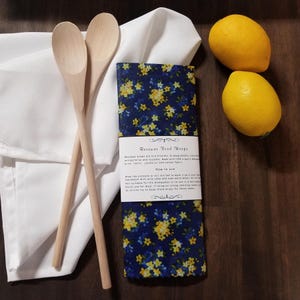 1 Beeswax Food Wrap, Eco Friendly, Living Green, Zero Wast, Large Wrap, Bread Wrap 19&quot; x 20&quot; Reusable, Dark Blue