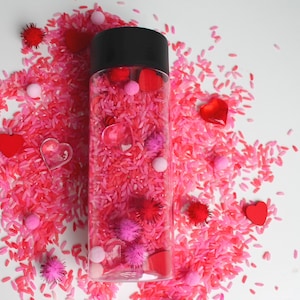 Pink Dry Sensory Bottle - Children&#39;s Activity - Montessori Activity - Child Sensory Development - Gift Idea 1-4 Years