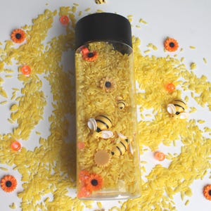 Dry sensory bottle - Bee theme - Children&#39;s activity - Montessori activity - Children&#39;s sensory development - Gift idea 3-6 years