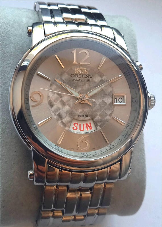 Orient Automatic Watch Tinanium Day/Date Silver D… - image 3