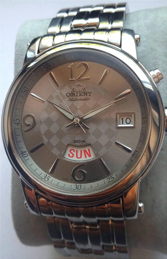Orient Automatic Watch Tinanium Day/Date Silver D… - image 1