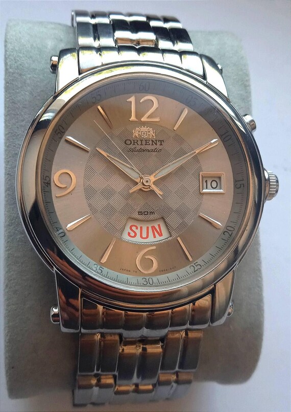 Orient Automatic Watch Tinanium Day/Date Silver D… - image 2